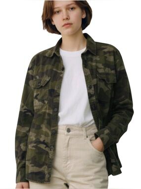 Bluenotes Camouflage Button front Shirt/Shacket, cotton, Size Large